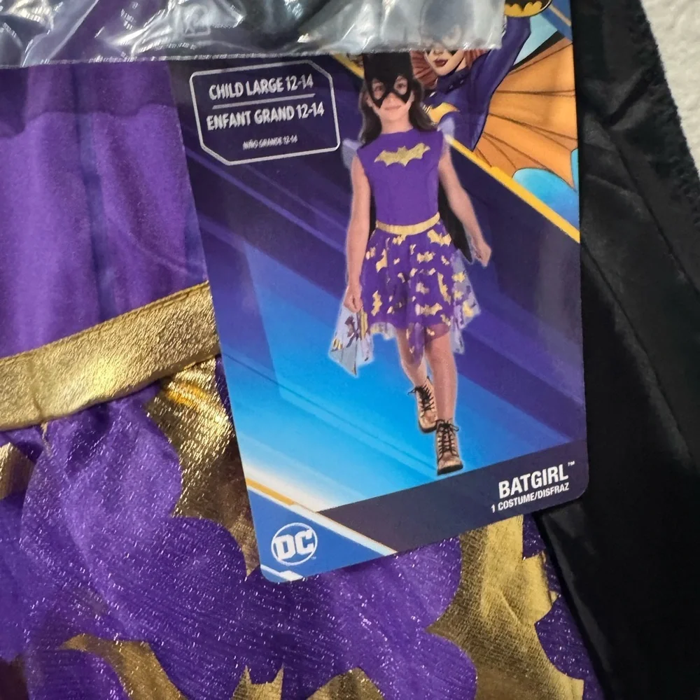 DC Glitter Bat Girl Halloween Costume dress and mask for Girls size large